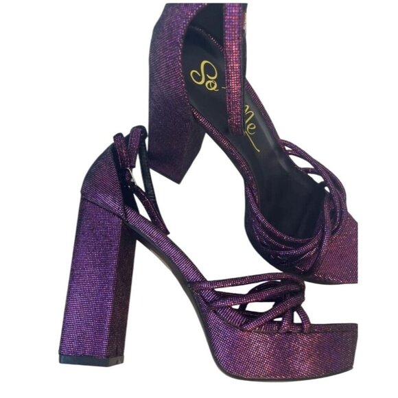 SO ME / Disco / Purple Metallic /  Platform / High Heels With Crisscross - Picture 5 of 8